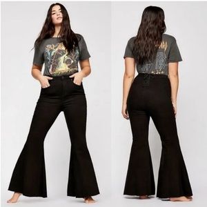 Free People CRVY Ma Cherie Super High Rise Lace Up Flare Jeans Size 30